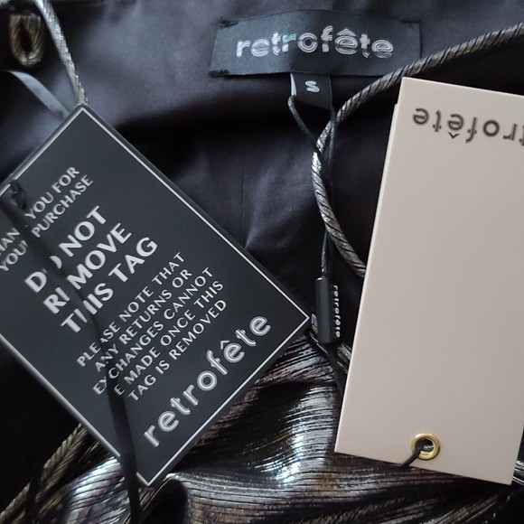 Retrofete Everly Jumpsuit Liquid Metallic Gunmetal Size S $585 NWT - Picture 2 of 15